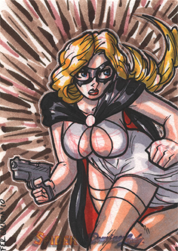 Moonstone Domino Lady & The Spider Sketch Card by Fer Galicia v1