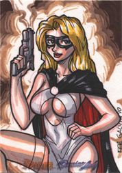 Moonstone Domino Lady & The Spider Sketch Card by Fer Galicia v7
