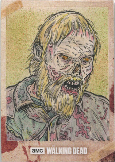 Walking Dead Hunters Hunted Sketch Card of a Walker by Rusty Gilligan