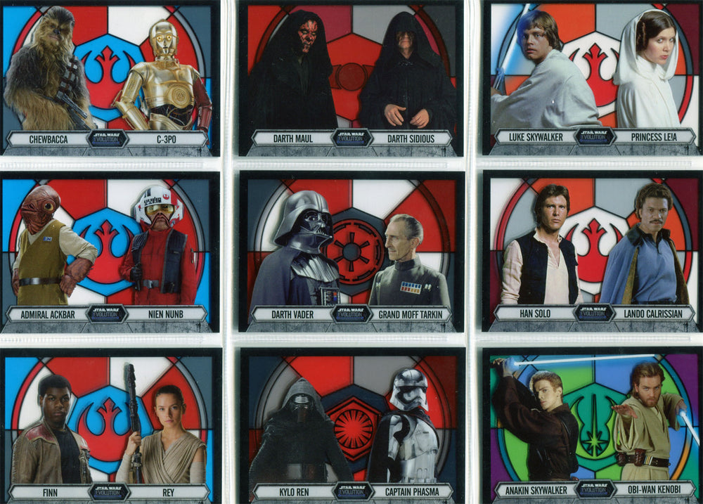 Star Wars Evolution 2016 Stained Glass Pairings Complete 9 Chase Card Set