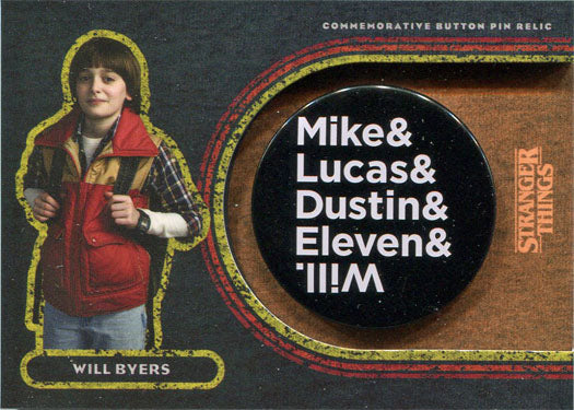 Stranger Things Upside Down Button Pin Relic Card HP-WC Orange Will Byers 79/99