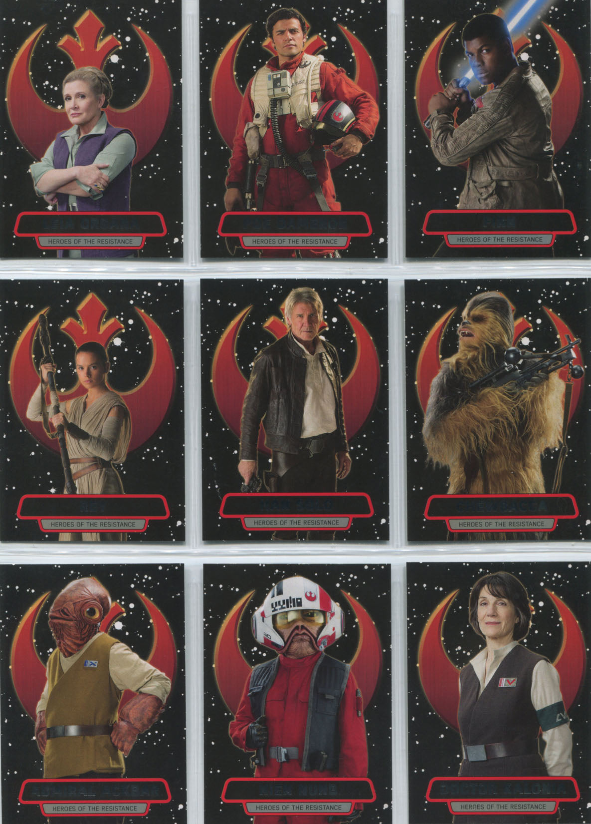 Star Wars the Force Awakens Series 2 Heroes of the Resistance 16 Card Chase Set