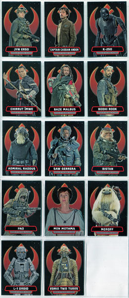 Star Wars Rogue One Series 1 Heroes Rebel Alliance 14 Card Chase Set HR1 - HR14