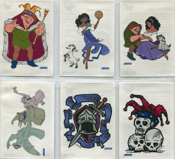 Disneys Hunchback of Notre Dame Complete 6-Card Shirt Transfers Set