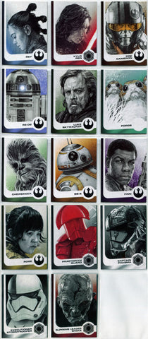 Star Wars Journey to Last Jedi Illustrated Character Complete 14 Card Chase Set