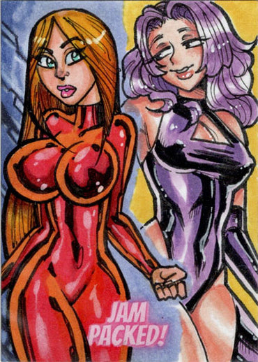 2023 5finity Jam Packed! Dual Artist Sketch Card Kat Maus/Bill Maus V2