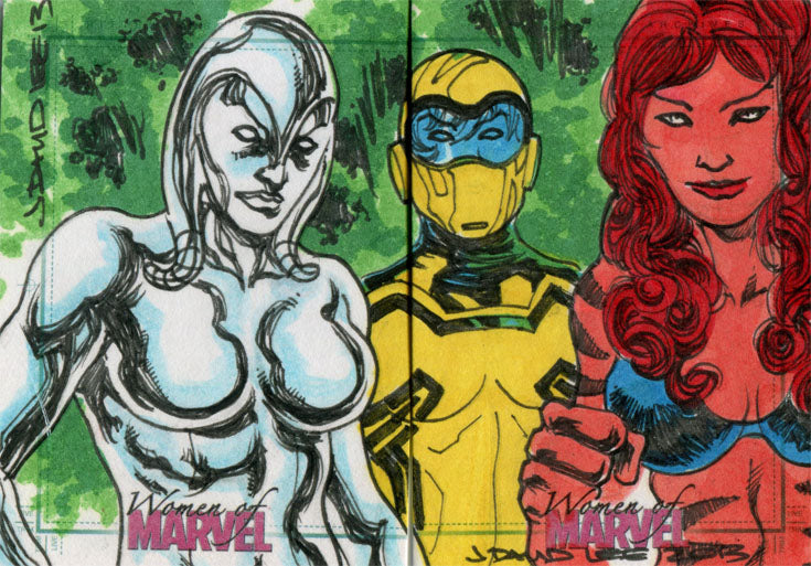 Women of Marvel Series Two Sketch Card by J David Lee Jocasta Tigra and Hazmat