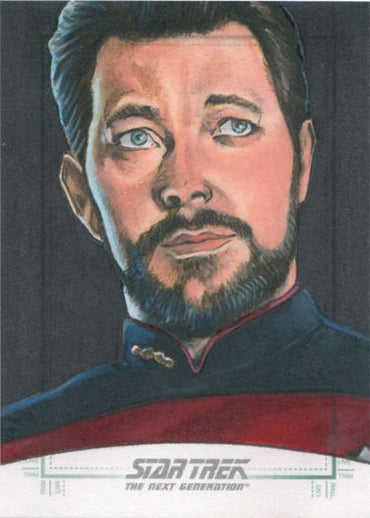 Star Trek TNG Portfolio Prints S2 Sketch Card by Mike James of Riker