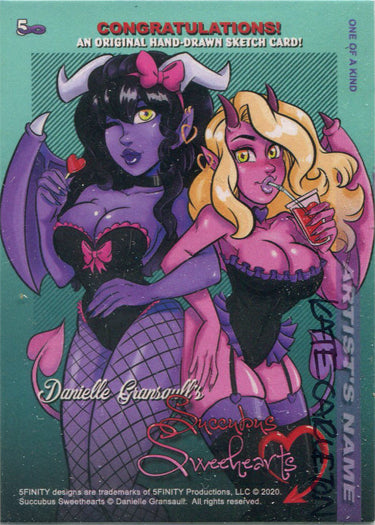 Succubus Sweethearts 5finity 2020 Sketch Card by Kate Carleton V2