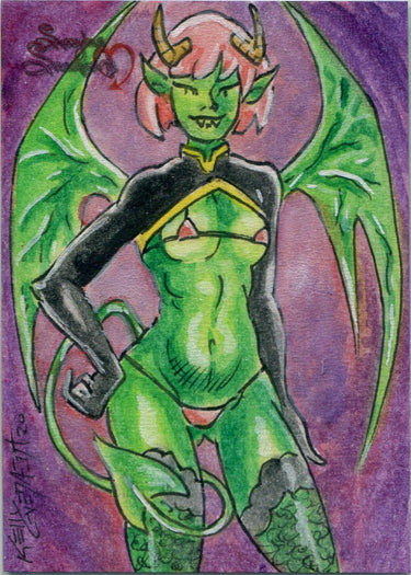 Succubus Sweethearts 5finity 2020 Sketch Card by Kelly Everaert V2