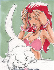 Kitty Ditties & Pretty Ladies Sketch Card by Randy Kintz