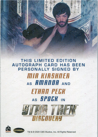 Star Trek Discovery Season 2 Dual Autograph Card Mia Kirshner Ethan Peck (FB)