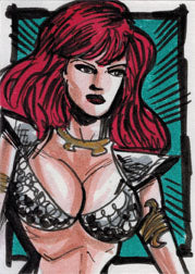 Red Sonja 2012 Sketch Card by Brian Kong