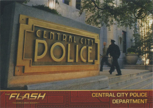 Flash Season 1 Locations Gold Logo Parallel Chase Card #L3 Central City PD