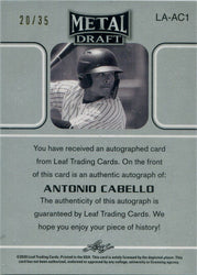 Leaf Metal Draft Baseball 2020 Blue Rainbow Auto Card LA-AC1 A. Cabello 20/35