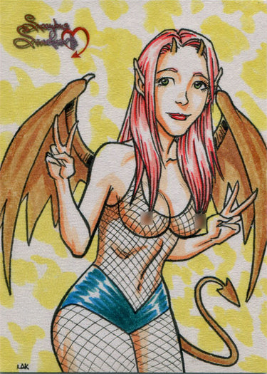 Succubus Sweethearts 5finity 2020 Sketch Card by Lak Lim