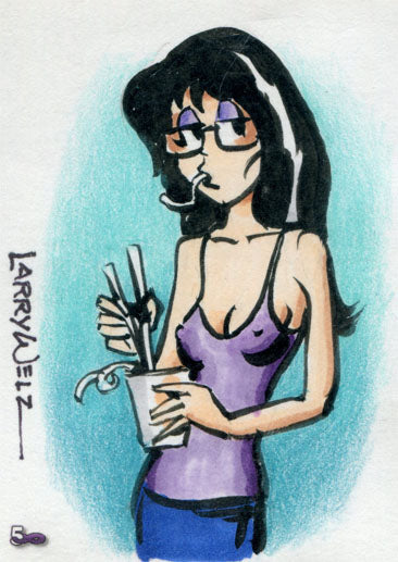 Cherry 5FINIKITS Sketch Card by Larry Welz of Ellie Dee