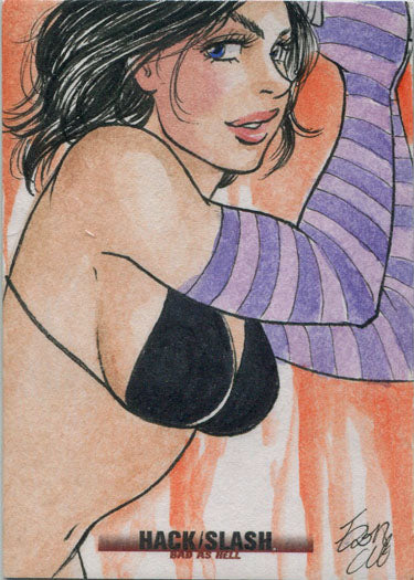 Hack/Slash Bad As Hell 5finity 2019 Sketch Card by Elfie Lebouleux V2