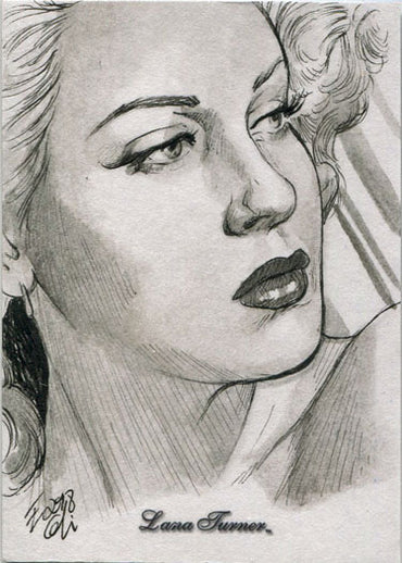 Classic Hollywood Starlets 5finity Lana Turner Sketch Card by Elfie Lebouleux V3