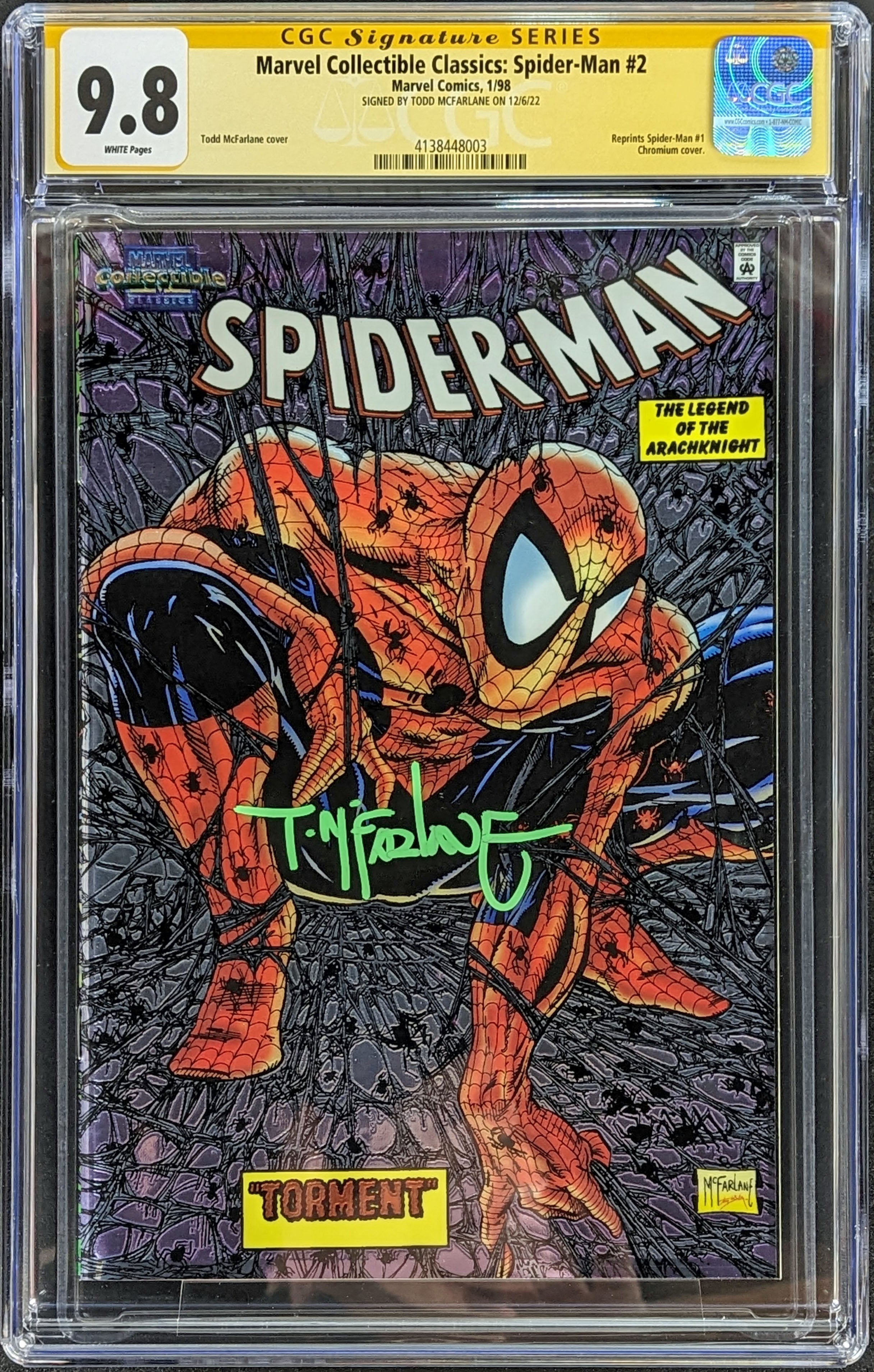 Marvel Collectible Classics Spider-Man #2 Signed Todd McFarlane Graded CGC 9.8