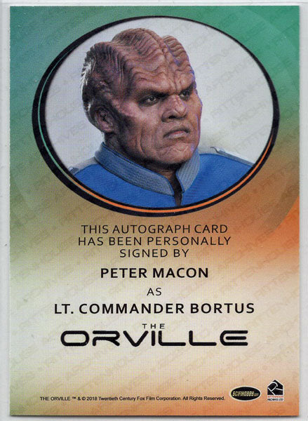 Orville Archives Autograph Card Peter Macon as Lt. Commander Bortus (Bordered)