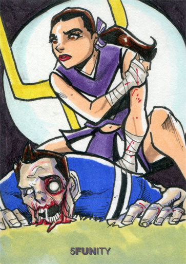 5FUNity Zombies vs Cheerleaders Sketch Card by Michael Locoduck Duron