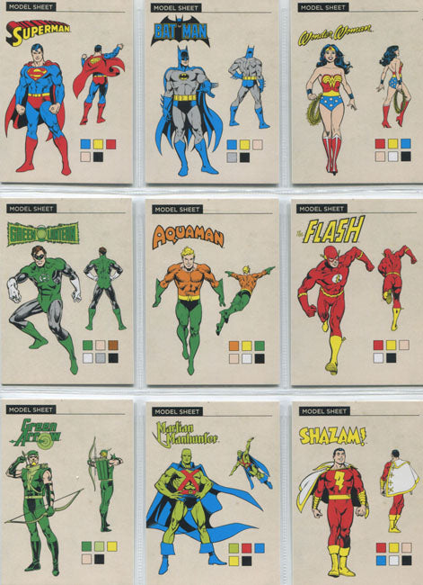 DC Comics Justice League Model Sheets Complete 9 Card Chase Set