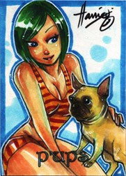 Pups: Pinup Girls & Puppies DE Sketch Card by Hanie Mohd