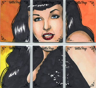Bettie Page 2019 Deluxe Ultra Premium 6-Card Puzzle Sketch Set by Rich Molinelli