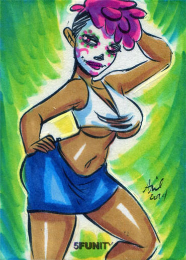DH 5FUNity Sketch Card by Arie Monroe of Babes of the Dead