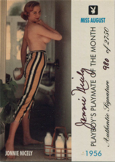 Playboy 1996 August Edition Autograph Card 9 Jonnie Nicely 0980/2750