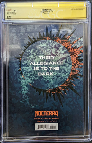 NOCTERRA #3 Graded CGC 9.6 B&W Incentive Signed by Tony Daniel & Scott Snyder