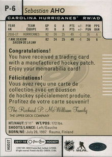 O-Pee-Chee Hockey 2017-18 Manufactured Patch Card P-6 Sebastian Aho