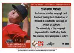 Leaf Pro Set Metal Baseball 2021 Pink Crystal Auto Card PA-TM3 Tanner McDougall 2/10