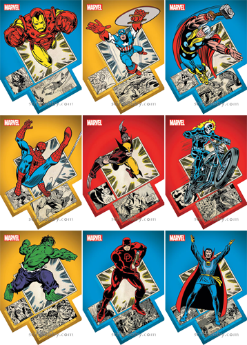 Marvel 75th Anniversary Panel Burst Die Cut Complete 9 Card Chase Set