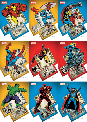 Marvel 75th Anniversary Panel Burst Die Cut Complete 9 Card Chase Set