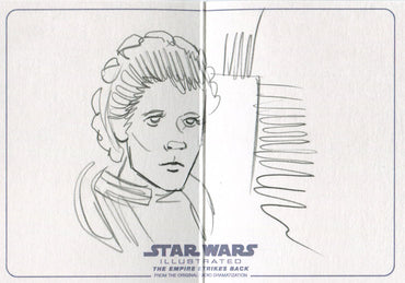 Star Wars ESB Illustrated Panorama Sketch Card by Adrianna Vanderstelt of Leia