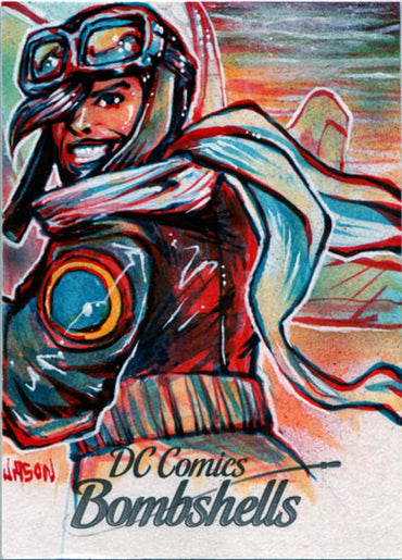 DC Comics Bombshells Sketch Card by Jason Keith Phillips of Amanda Waller