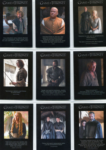 Game of Thrones Season 5 Quotable Complete 9 Chase Card Set Q41-Q49