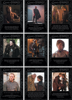 Game of Thrones Season Two Quotable Complete 9 Card Chase Set
