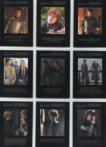 Game of Thrones Season 4 Quotable Complete 9 Card Chase Set