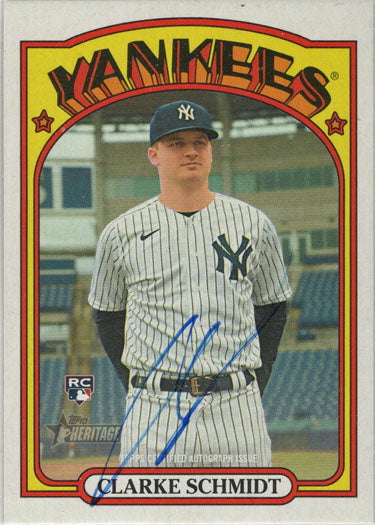 Topps Heritage 2021 Real One Autograph Card ROA-CSC Clarke Schmidt