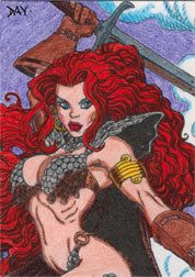 Red Sonja 2012 RS-6 Hand Colored Art Card by David Day