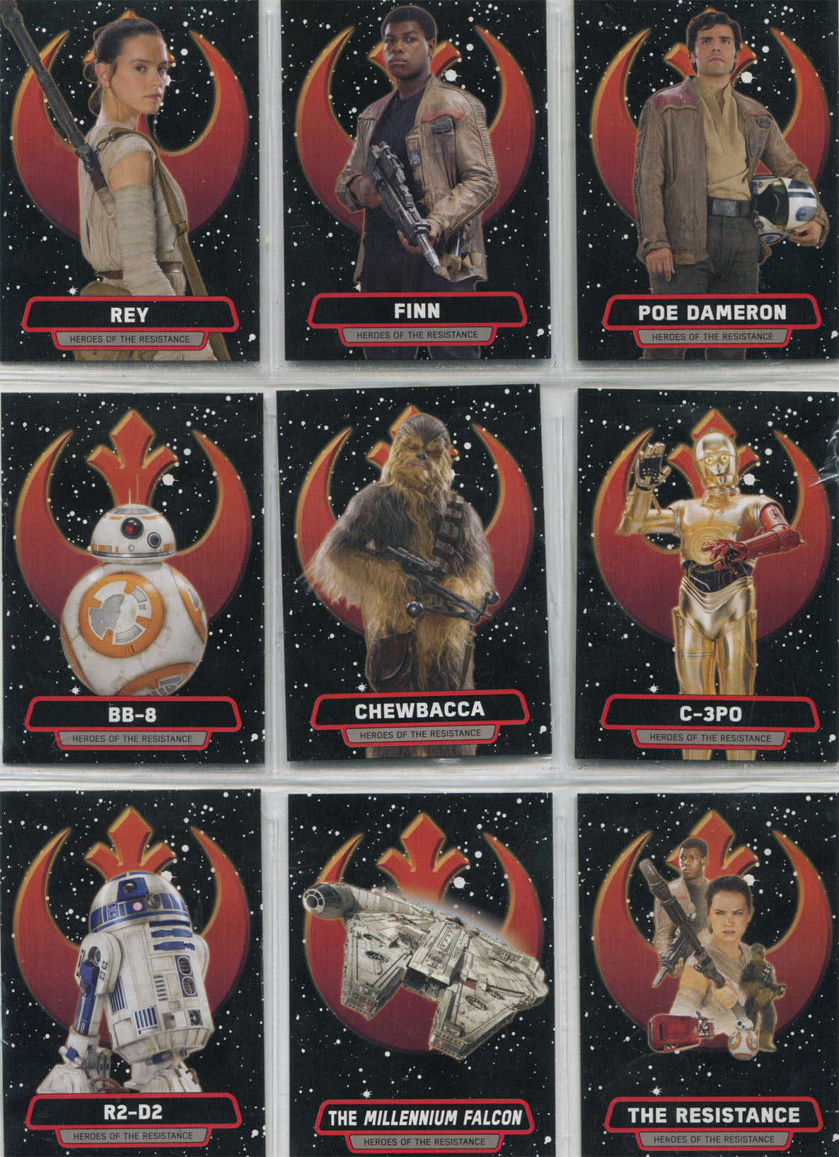 Star Wars Journey to the Force Awakens Heroes of Resistance 9 Card Chase Set