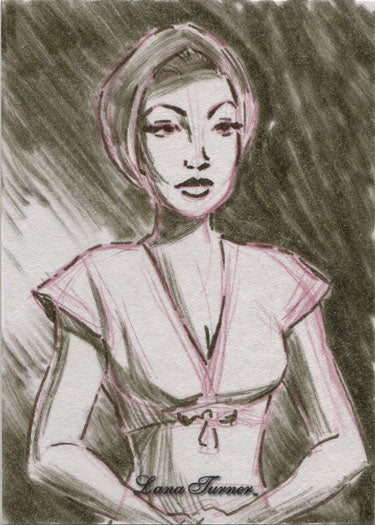 Classic Hollywood Starlets 5finity Lana Turner Sketch Card by Justin Ridge