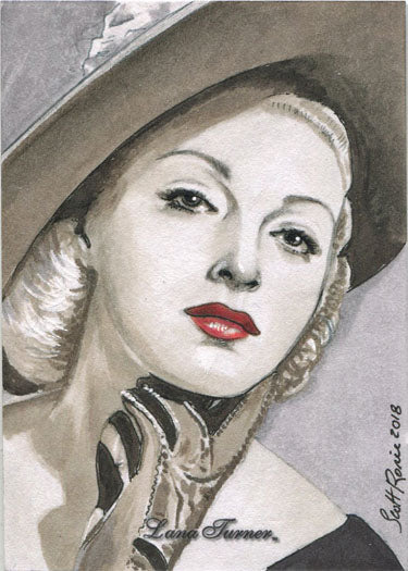 Classic Hollywood Starlets 5finity Lana Turner Sketch Card by Scott Rorie