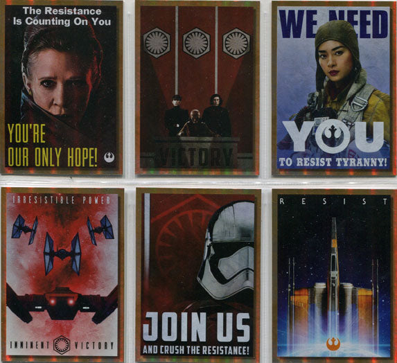 Star Wars Galaxy 2018 New Trilogy Propaganda Complete 6 Card Set TP-1 to TP-6