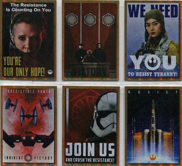 Star Wars Galaxy 2018 New Trilogy Propaganda Complete 6 Card Set TP-1 to TP-6