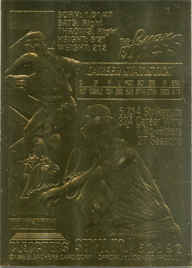Bleachers Baseball 1996 23KT Gold Card 62892 Nolan Ryan
