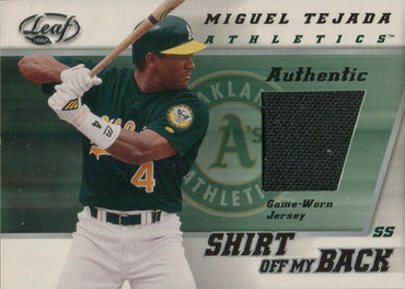 Leaf Baseball 2002 Shirt Off My Back Jersey Card SBMT Miguel Tejada
